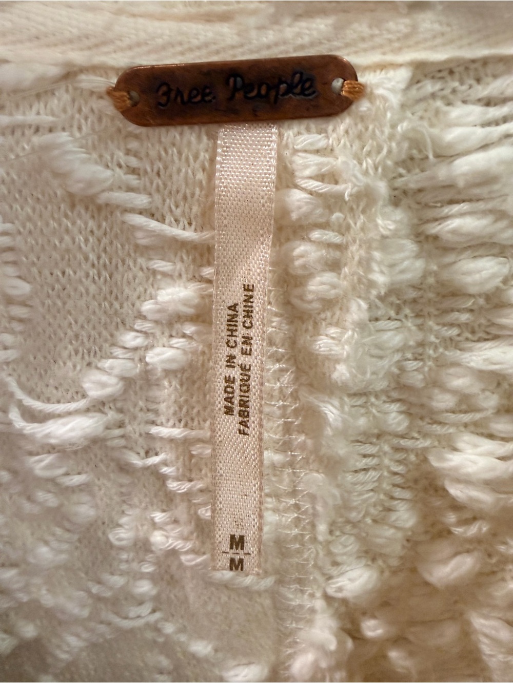 Free People Ivory Comb Textured Zip Jacket Sweater Size M NWT - Picture 13 of 16